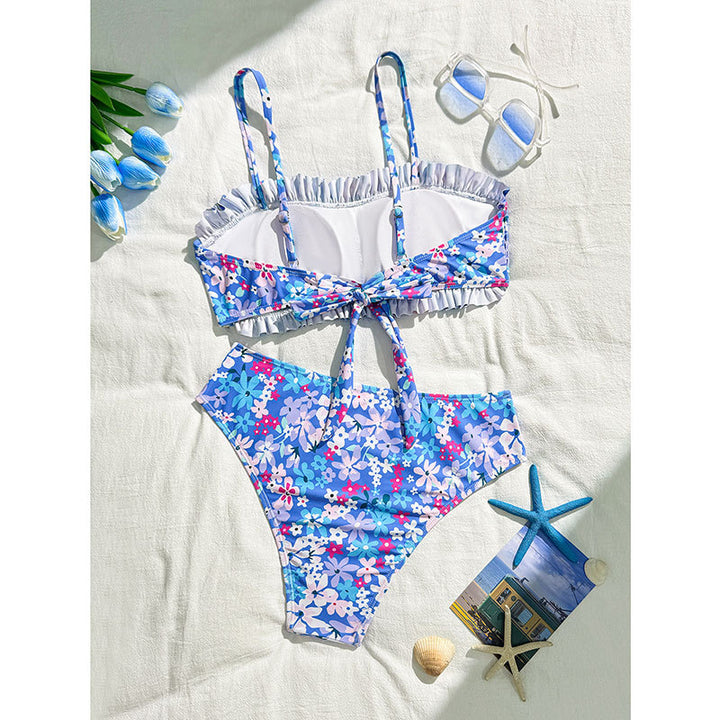 Dame Bralette-bikini-sæt med florale flæser Stilla