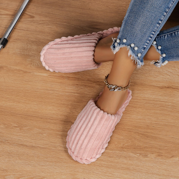 Dame Komfortable Plüschslippers med stribet design Stilla
