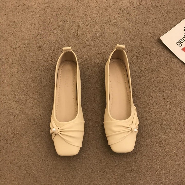 Dame stilfulde Ballerina-sko med kvadratisk tå og perle-accent Stilla