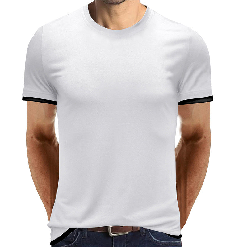 Herrer åndbart Rundhalset T-shirt med kontrastfarvede ærmer Stilla