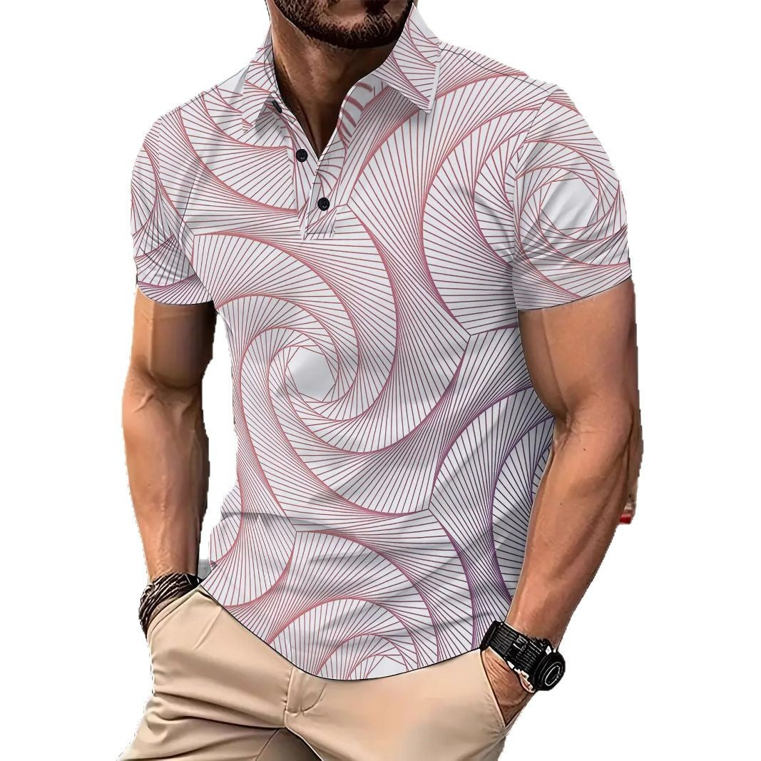 Herrer polo shirt med moderne grafisk linjemønster Stilla