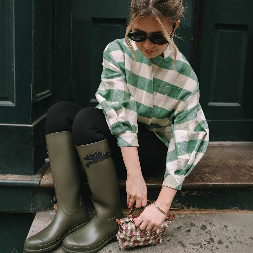Dame Oversized Rute frakke Stilla