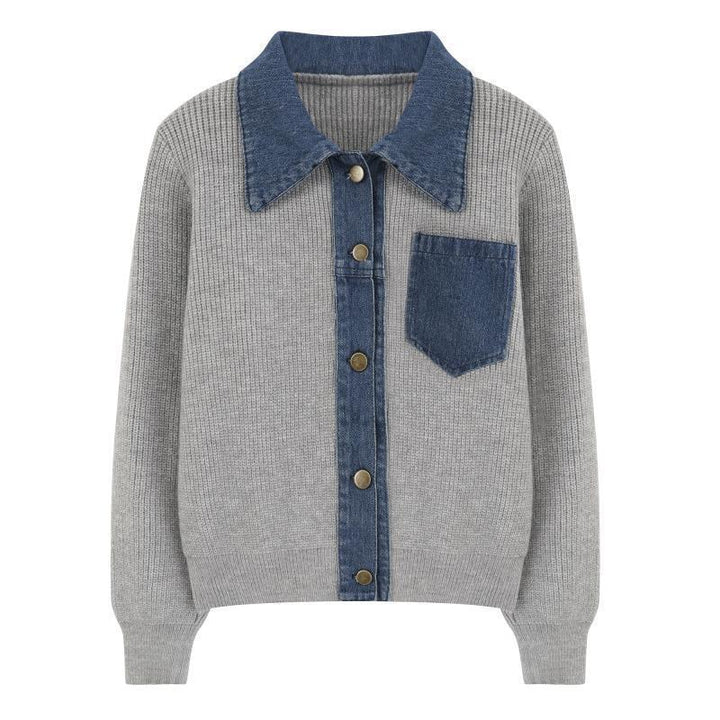 Kvinders cardigan med denim detalje Stilla