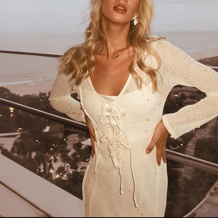 Dame Elegant Transparent Strik Cover-Up Kjole Stilla