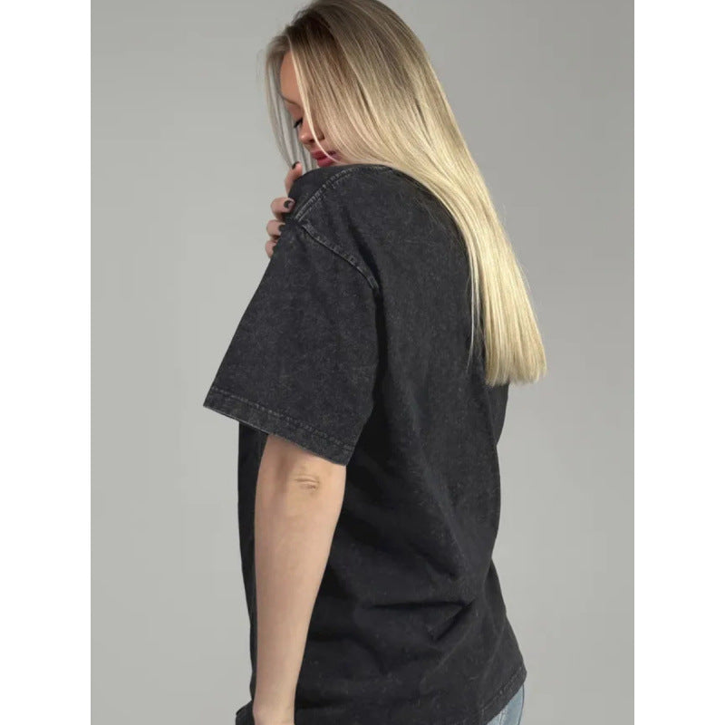 Dame T-shirt med kunstnerisk kattemotiv og afslappet oversized pasform Stilla