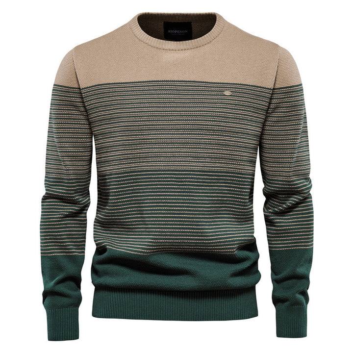 Herre sweater med moderne stribedesign og fint strukturmønster Stilla