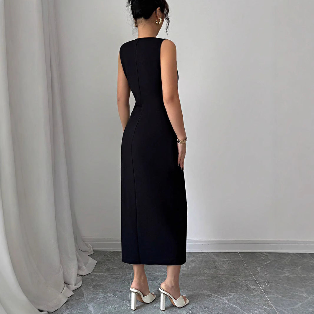 Dame elegant Maxikjole med sidelæns slipsdetaljer Stilla