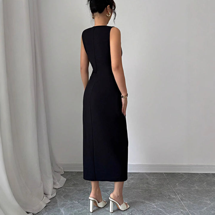 Dame elegant Maxikjole med sidelæns slipsdetaljer Stilla