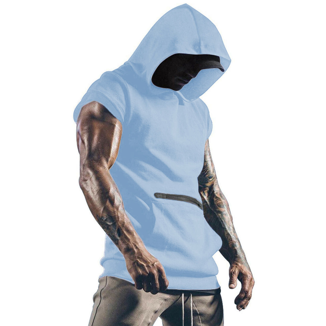 Herre ærmeløs Hoodie-Shirt med praktisk kængurulomme og stilfuldt design Stilla