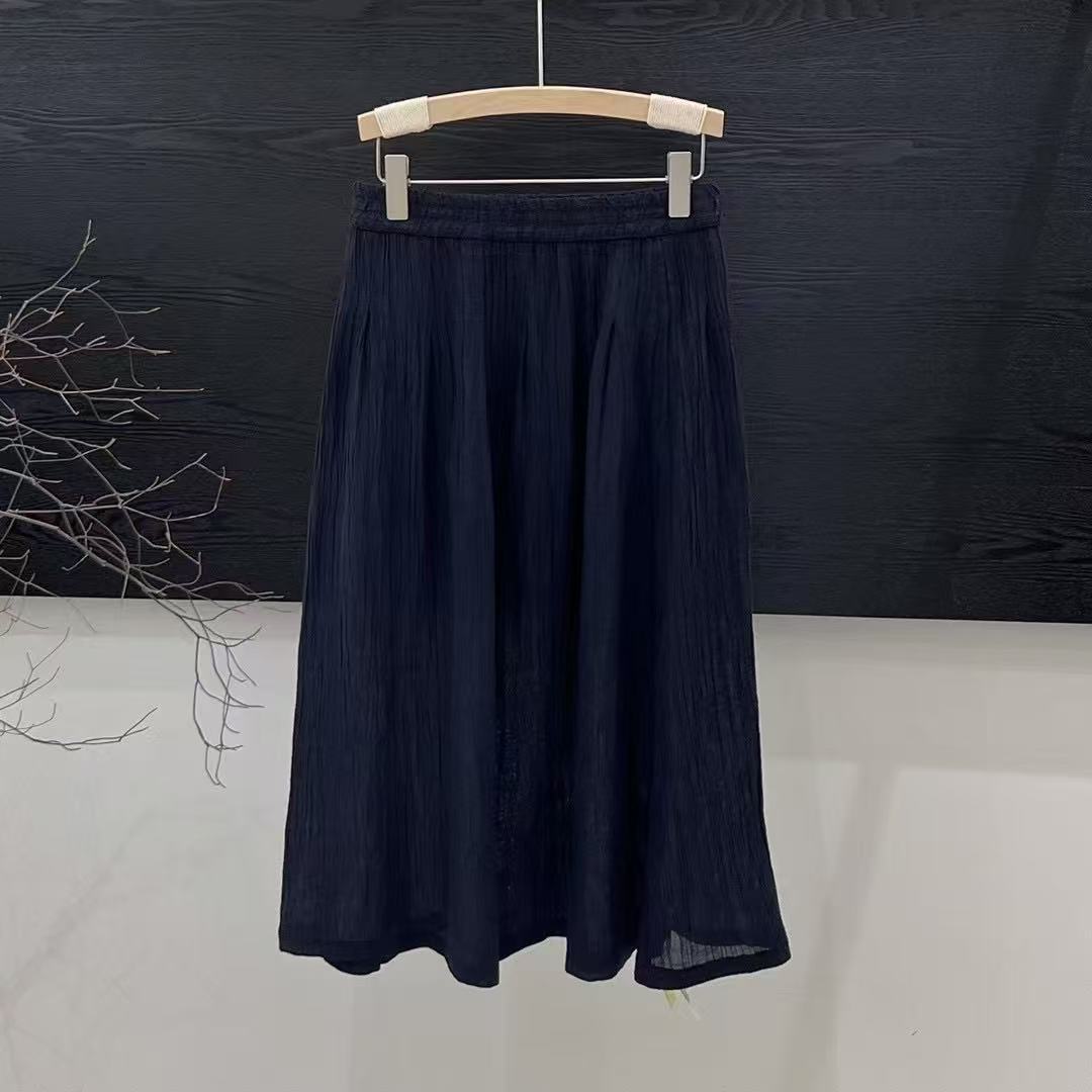 Femme Flowing Høj talje Linned Midi-Nederdel Stilla