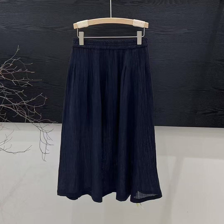 Femme Flowing Høj talje Linned Midi-Nederdel Stilla
