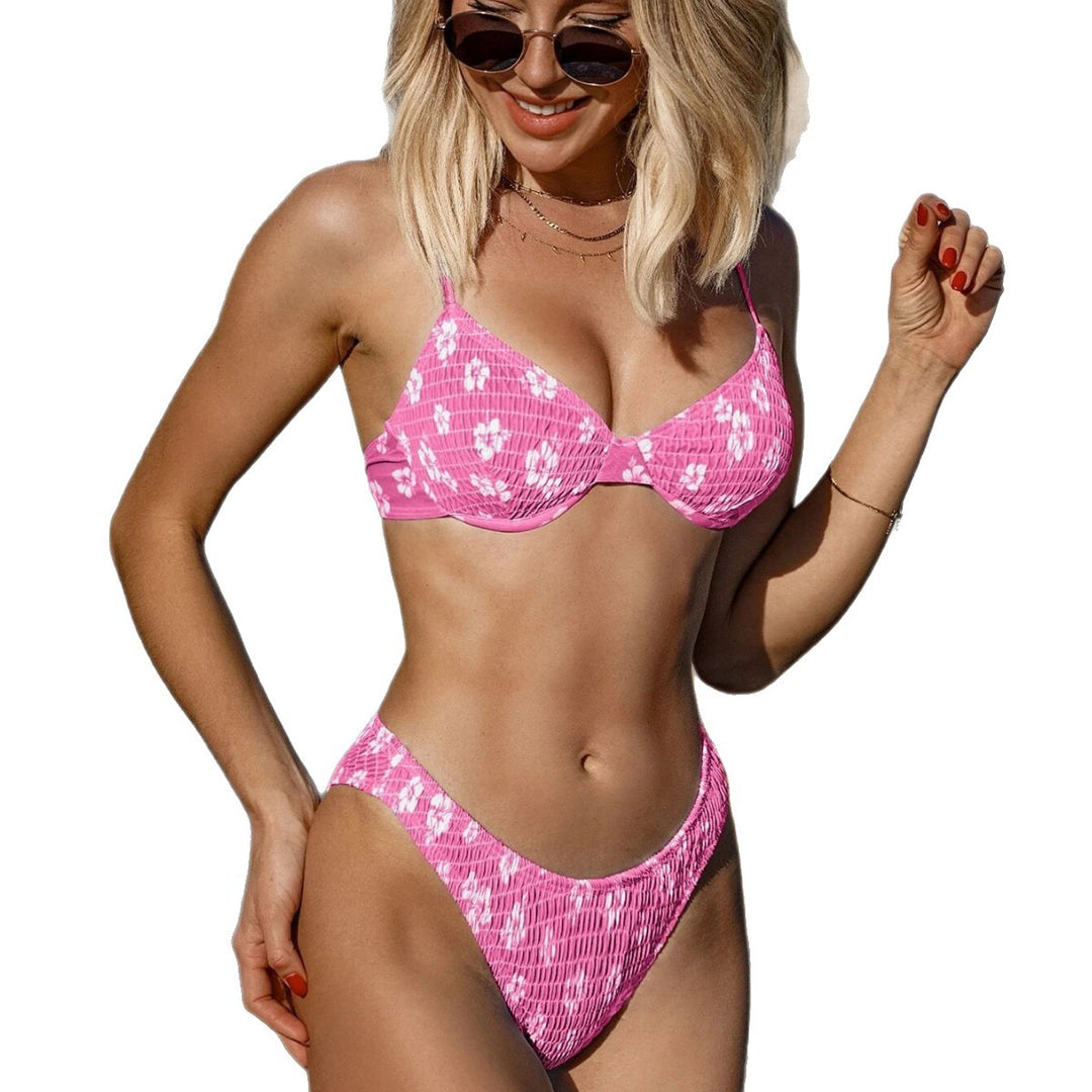 Dame Elegant skåret bikini med blomsterdesign Stilla