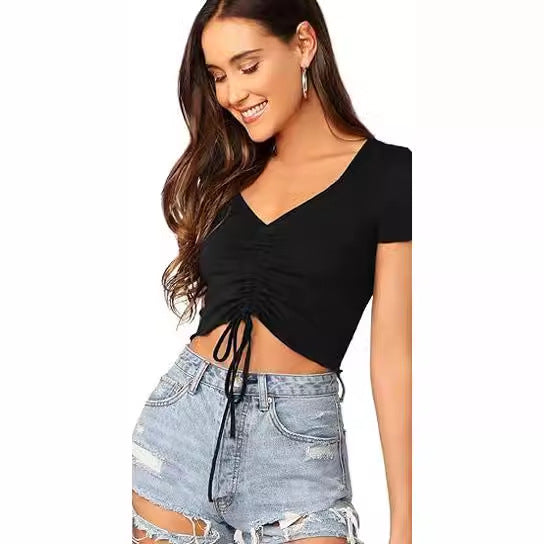 Dame Cropped Top med bindbart design Skovae