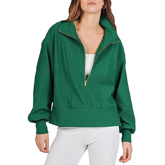 Dame Sporty Hoodie med høj krave og halvmolekylær lynlås Stiila