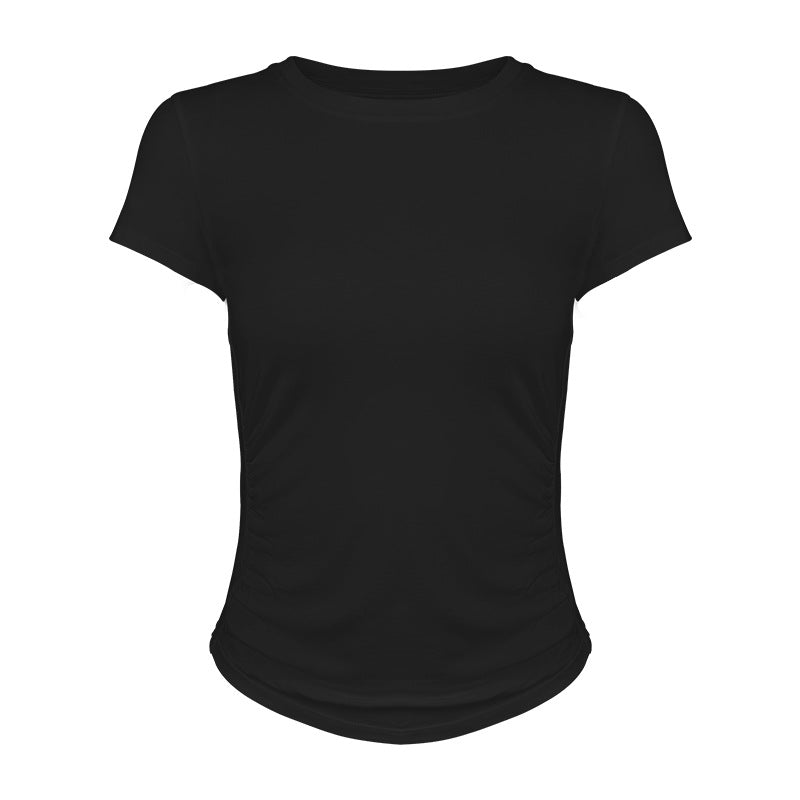 Dame fritids-T-shirt med raffineret rynkeeffekt og elastisk materiale Stilla