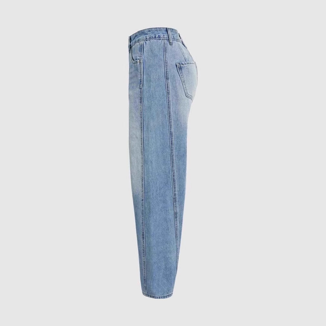 Kvinde brede jeans med høj talje og moderne design detaljer Skovae