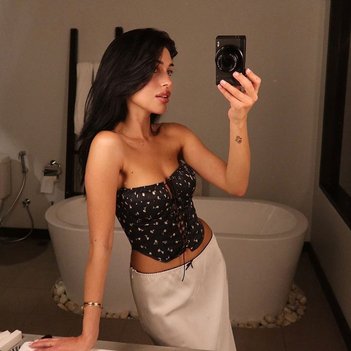 Damer blomster mønster bustier top Stilla