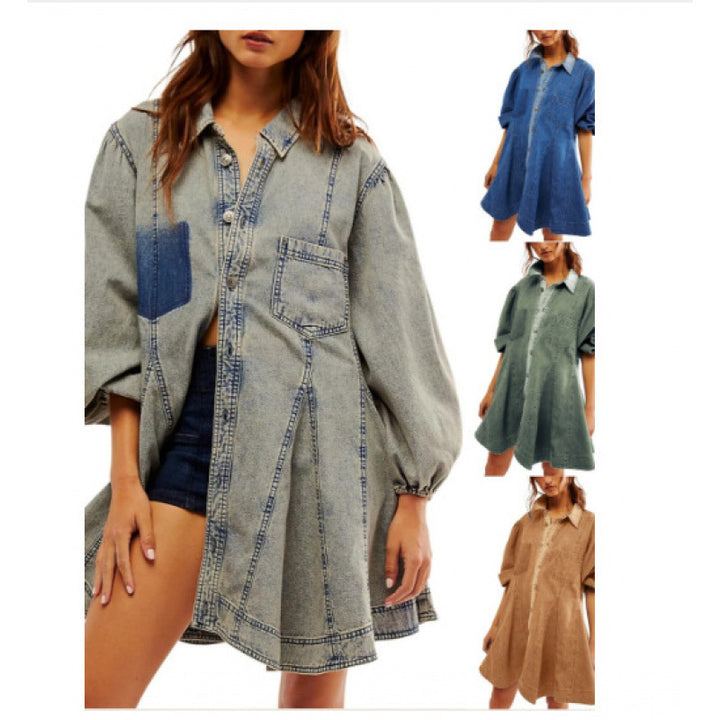Dame Button-Up Denim Kjole Stilla