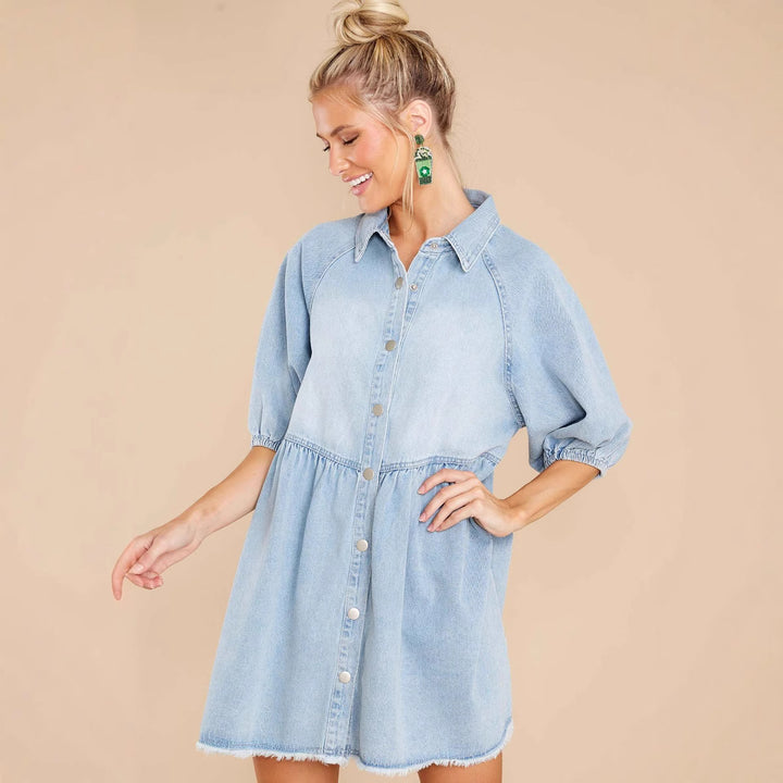 Dame Fritids Denim Skjortekjole Stilla