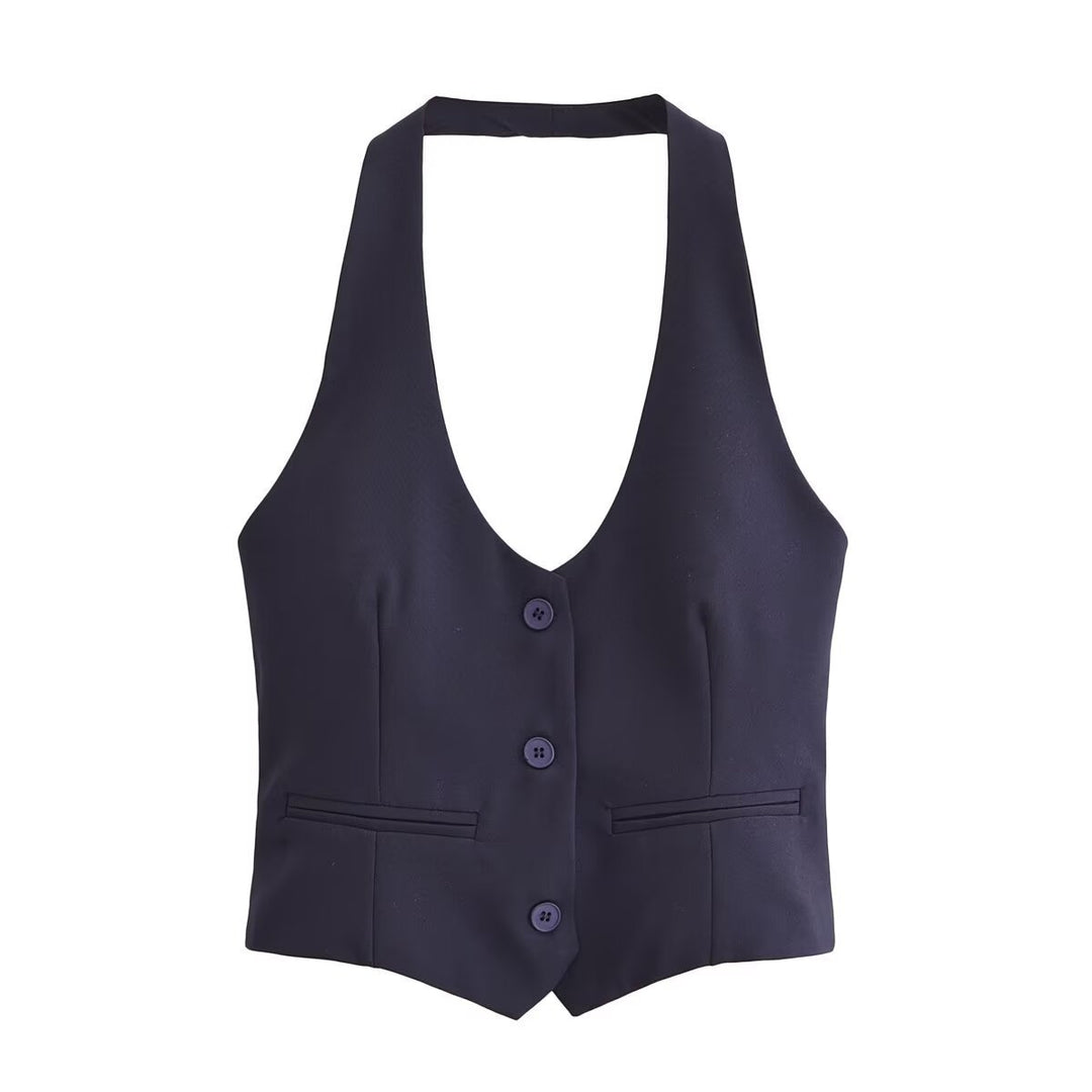 Femme Tailored Halterneck Vest Stilla
