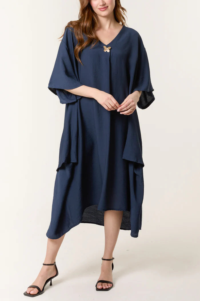 Dame Casual V-Hals Maxi Tunika Kjole Stilla
