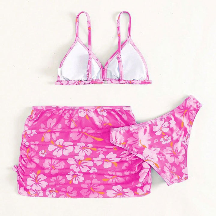 Dame bikini-sæt med blomsterprint og sammenlignelige skørtedetaljer Stilla