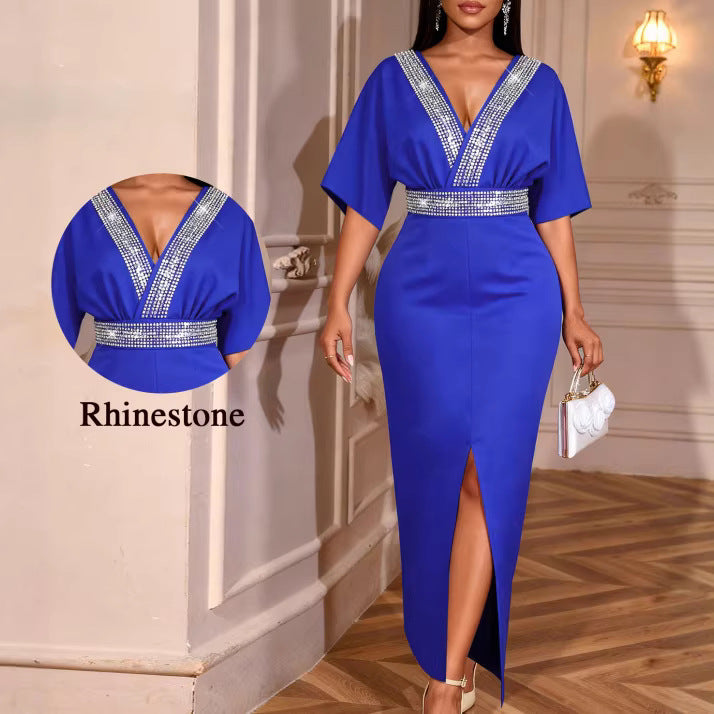 Dame elegant Maxi-kjole med pailletter og slids Skovae