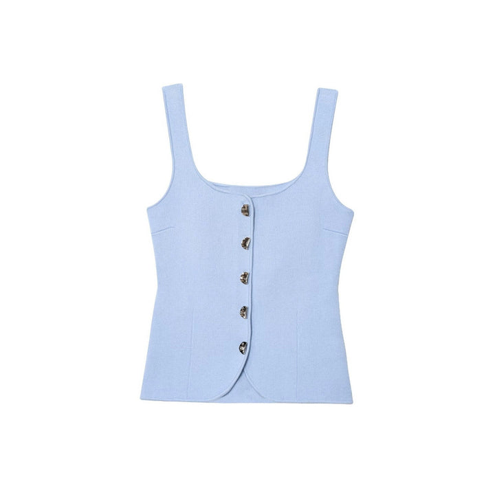 Femme Quadrat-Ausschnitt Knap-Op Tank Top Stilla