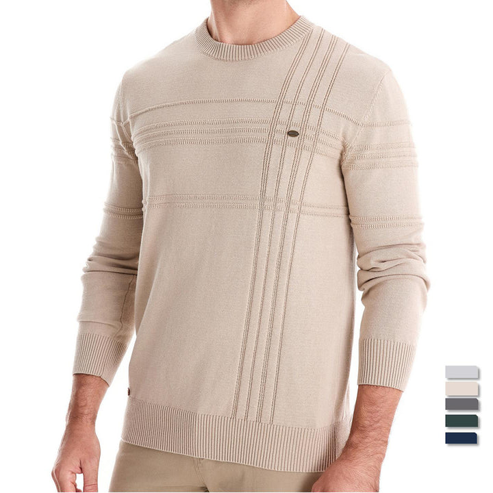 Herre strikpullover med struktureret design og moderne rund halsudskæring Stilla