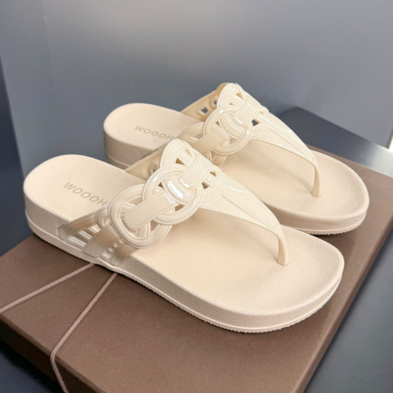 Dame Fashion Flip-Flops med snoet kæde dekoration Stilla