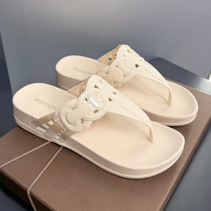 Dame Fashion Flip-Flops med snoet kæde dekoration Stilla