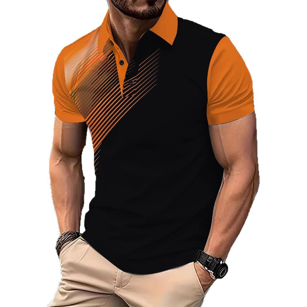 Herrer Poloshirt med moderne dynamisk stribemønster og åndbart stof Stilla