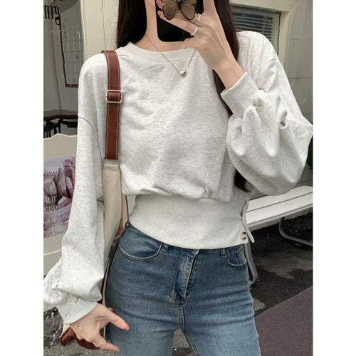Dame Casual Puffærme Pullover Sweater Stilla