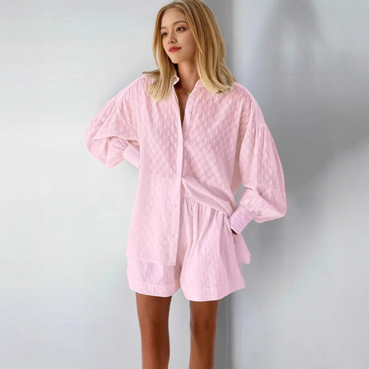 Dame let bluse skjorte med rynker Stilla