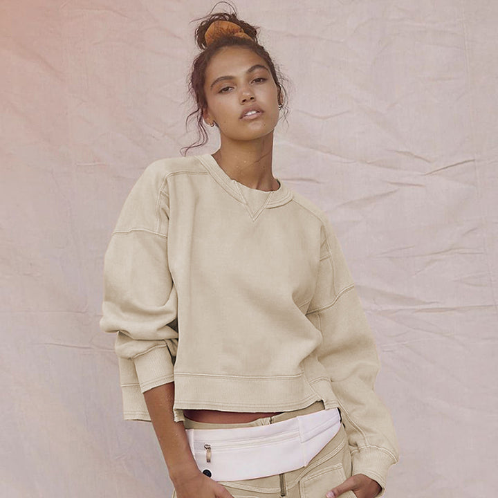 Dame afslappet oversized sweatshirt med strategiske syninger Stilla