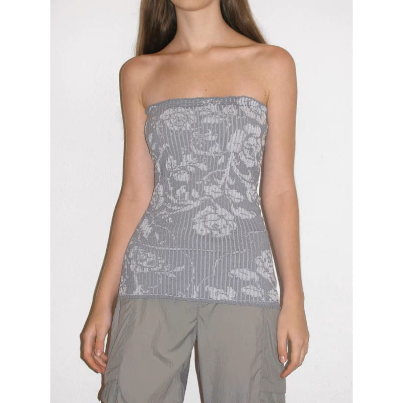 Dame Strapless Blomsterprint Top Stilla