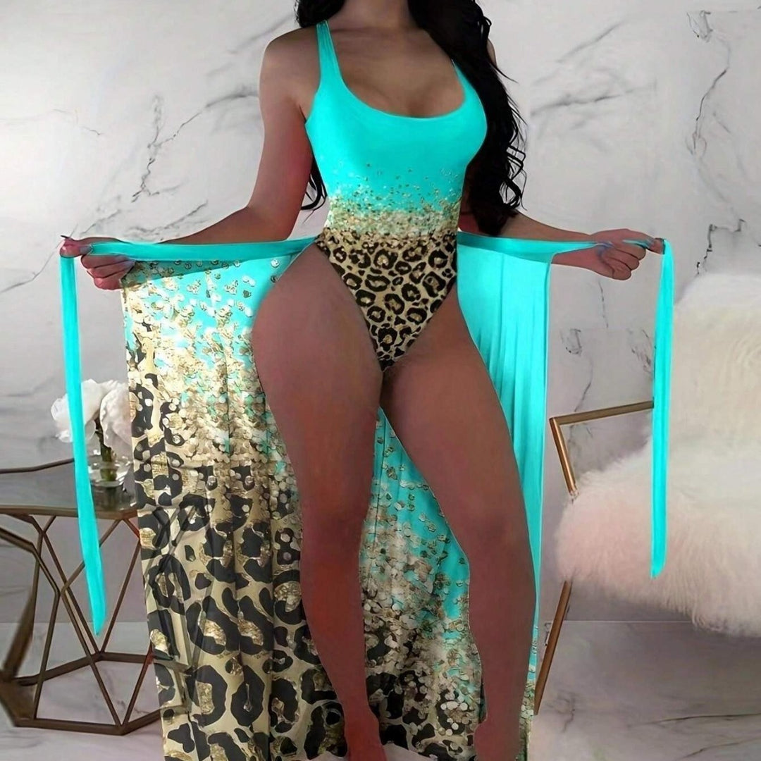 Femme Elegante Dyreprint Monokini med Transparent Dækning Stilla
