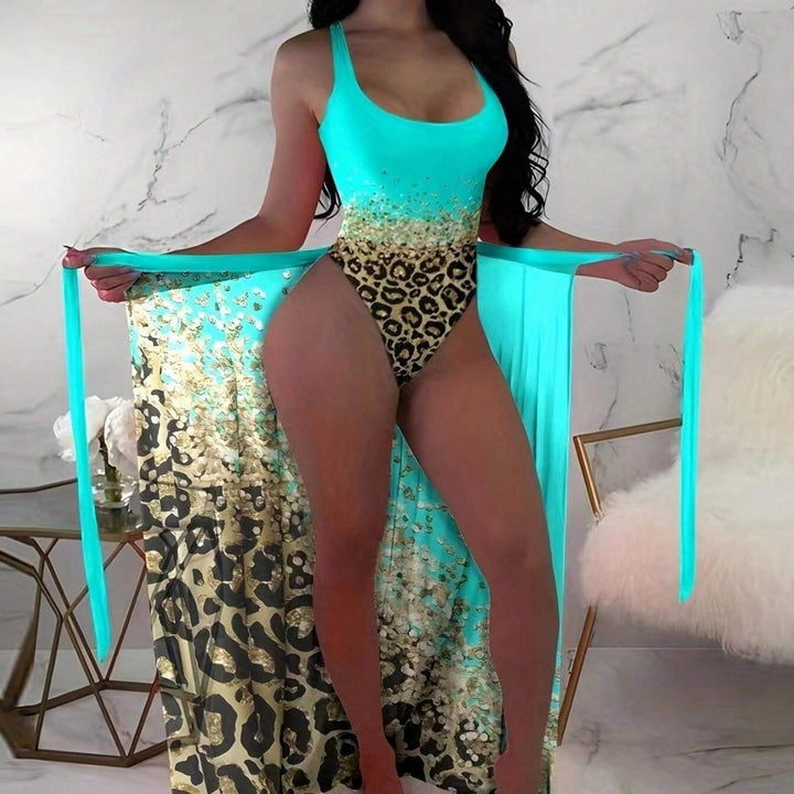 Femme Elegante Dyreprint Monokini med Transparent Dækning Stilla