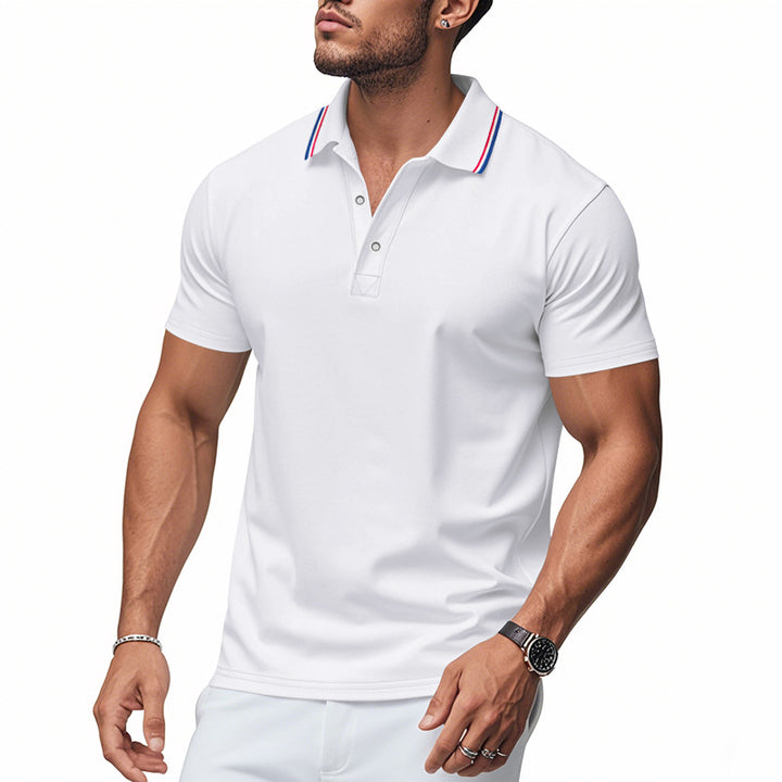 Herre Poloshirt med kontrasterende striber og moderne krave Stilla