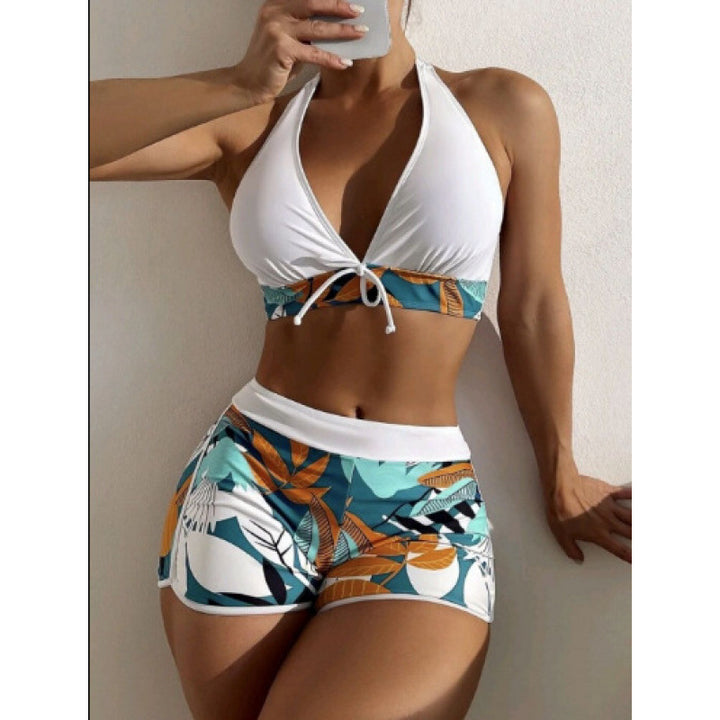 Dame Højskåret Bikini med blomsterprint detaljer og legende rygbeskyttelse Stilla