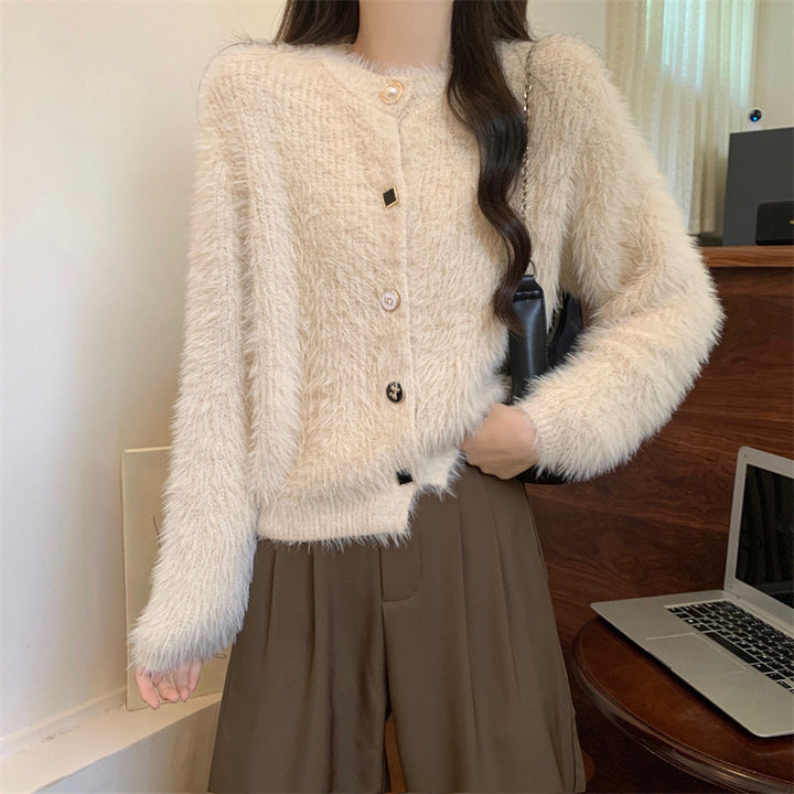 Femme Fluffy Knap-cardigan Stilla