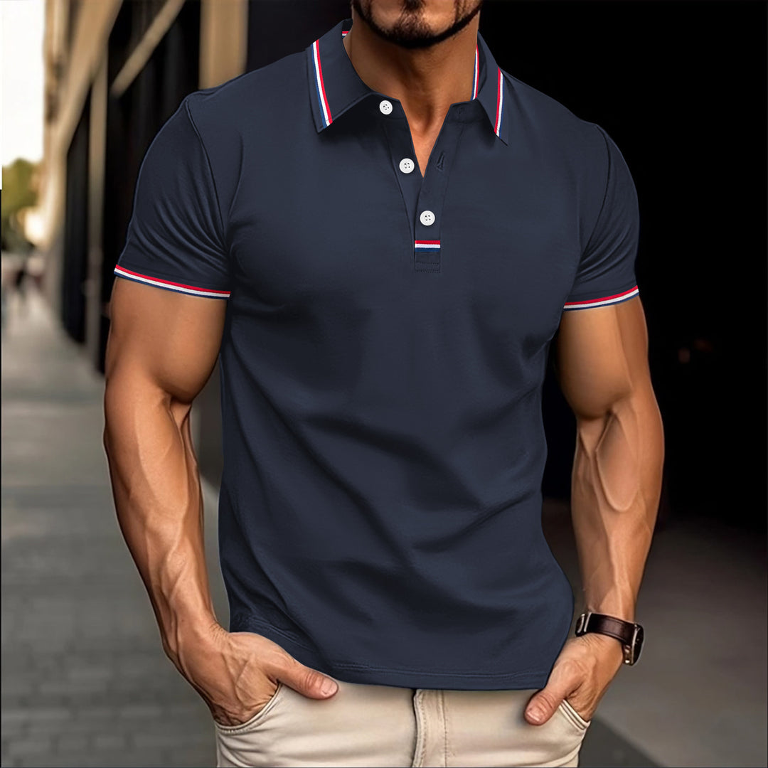 Herrer modeshorts polo skjorte med strukturerede accenter og kontrasterende detaljer Stilla