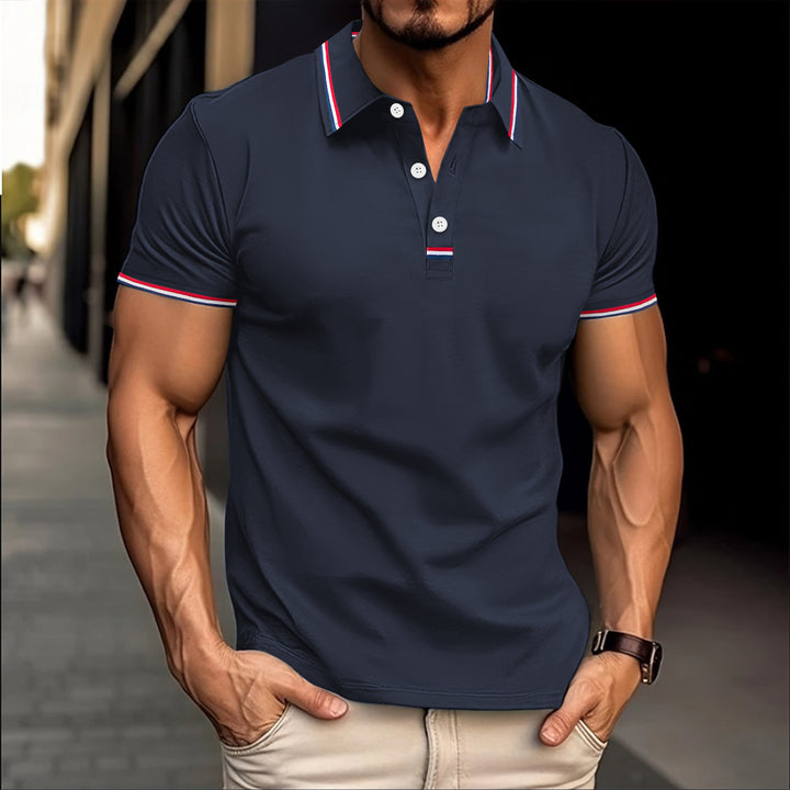 Herrer modeshorts polo skjorte med strukturerede accenter og kontrasterende detaljer Stilla