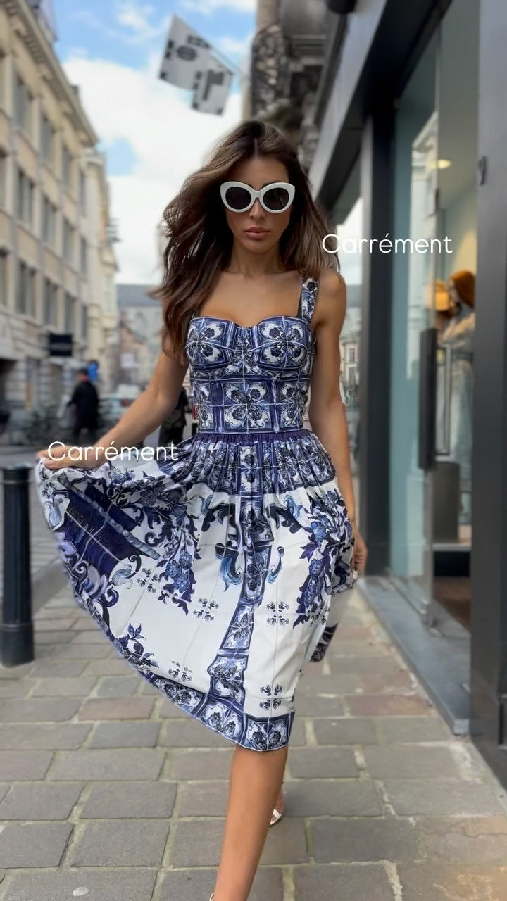 Damerne sommer maxi kjole med asymmetrisk snit og blomsterprint Skovae