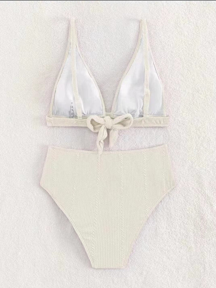 Dame Højskåret Bikini med multifunktionel top og ribstruktur Stilla