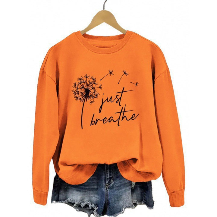 Kvinders sweatshirt med inspirerende mælkebøtte motiv Stilla