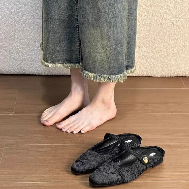 Dame elegant spids Slingback Ballerinas med dekorativ rem Stilla
