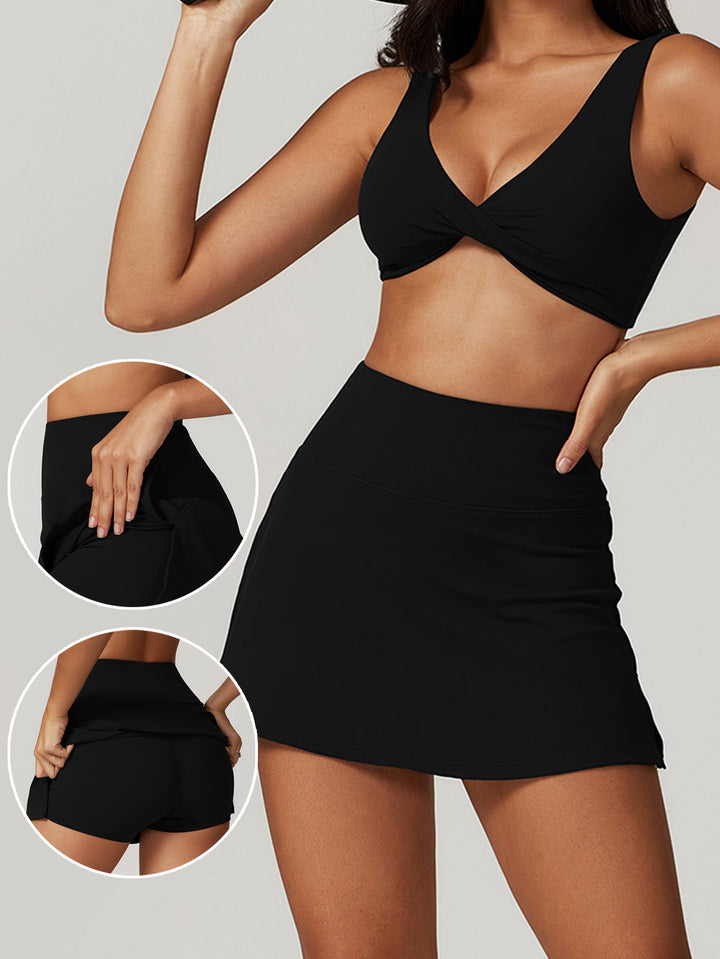 Dame Sporty Bikini-sæt med elegant indpakningsskørt-udseende Skovae