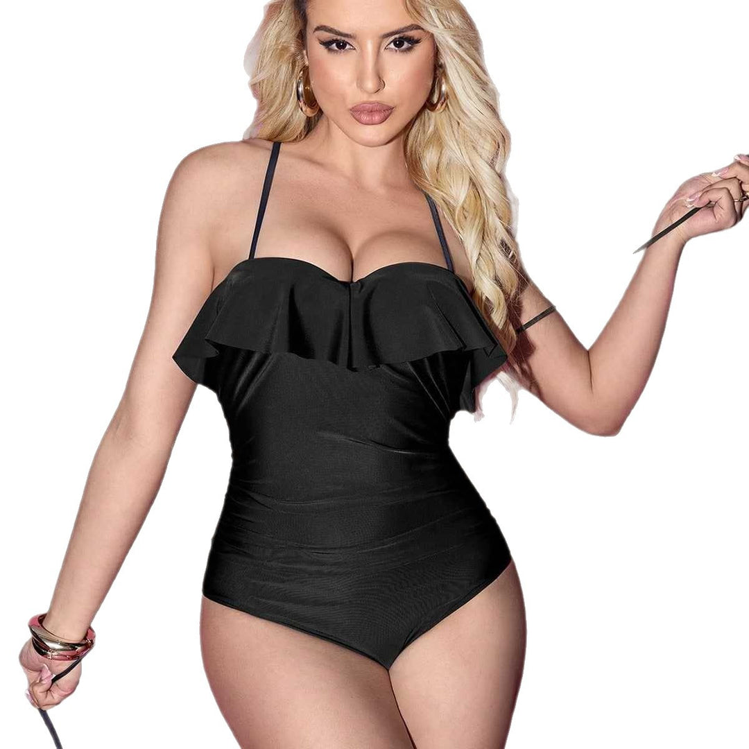 Dame one-piece badedragt med flot ruffle detalje Skovae