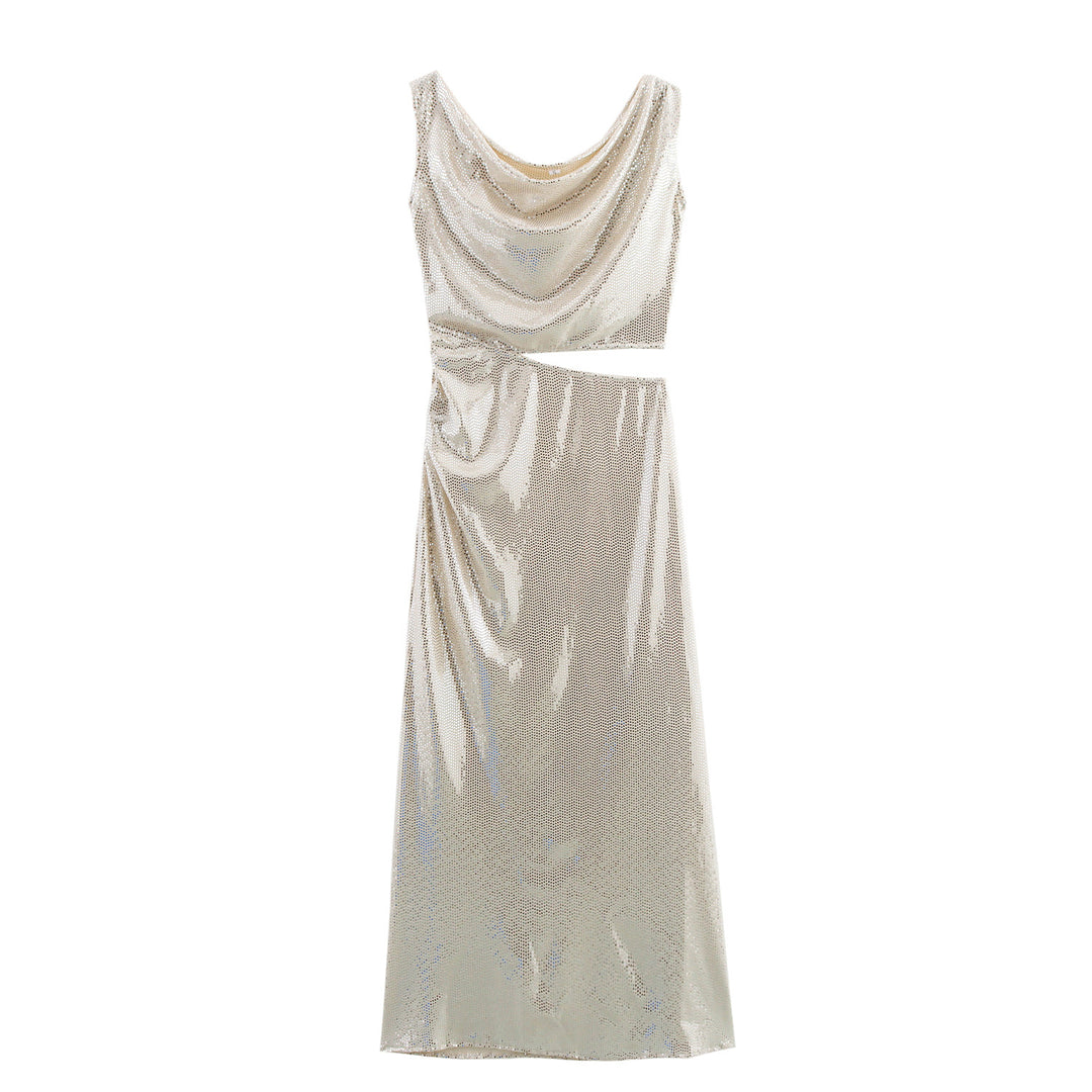 Femme Drapé-Style Asymmetrisk Maxi-Kjole Stilla